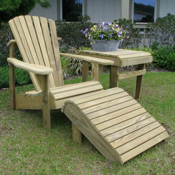 Weathercraft Adirondack Chair Set 3 Piece Set, Solid Pressure Treated Wood-Unfinished Natural