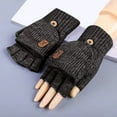 thumbnail image 3 of Lovzfmll Unisex Knit Convertible Gloves, Flip Top Outdoor Winter Gloves, Plush Thickened Warm Handwear for Urban and Outdoor, Dark Gray, 3 of 4