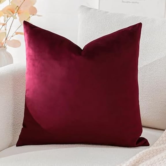Eryueer Luxury Velvet Cushion Covers Super Soft Decorative Square Throw Pillow Covers Case Cushion Covers for Sofa Couch Bedroom Car Decor 40x40cm Wine Red