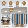 thumbnail image 5 of Blue Brown Window Privacy Film, Farmhouse Wood Grain Vintage Vertical Striped Static Cling UV Sun Blocking Heat Control Window Tint, Non-Adhesive One Way Windows Privacy Cover 17.7''x78.7'', 5 of 7
