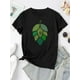 thumbnail image 2 of Women's Distressed Leaf Print T-Shirt - Casual Crew Neck Short Sleeve, Comfortable Summer Top, Polyester Blend, Machine Washable, All-Season Wear, Casual Summer Top | Trendy Casual Style | Stretchabl, 2 of 6