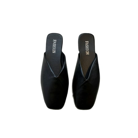 

Woobling Women Mules Closed Toe Flats Slip On Clogs Womens Slides Lightweight Flat Shoes Casual Fashion Black 5.5