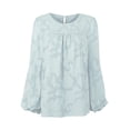 thumbnail image 5 of EFINNY Women's Long Lantern Sleeve Blouse Crewneck Lace Tops Floral Textured Spring Autumn Casual Babydoll Shirts, 5 of 7
