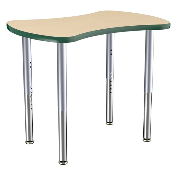 ECR4Kids Collaborative Bowtie Premium Thermo-Fused Adjustable Activity Table Maple/Green/Silver - Super Leg