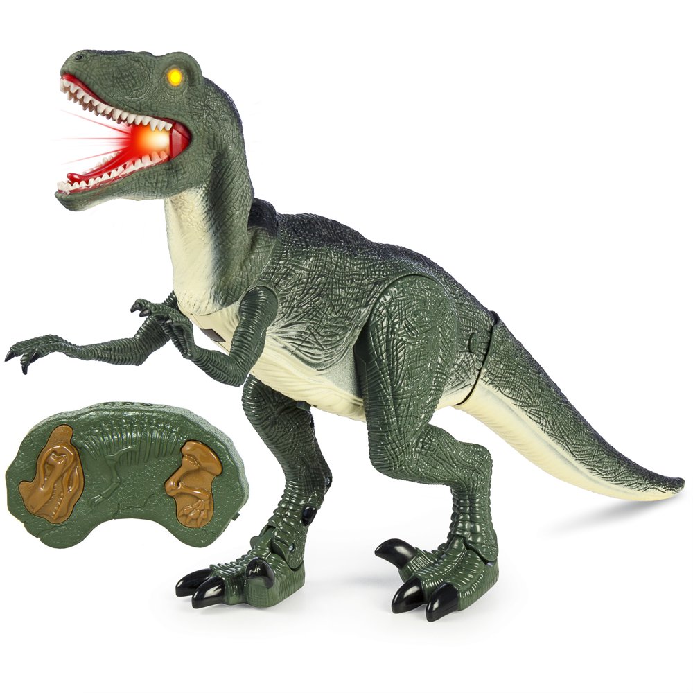 Best Choice Products 21in Kids Walking Remote Control Velociraptor Dinosaur RC Toy w/ LightUp
