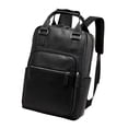 thumbnail image 3 of Mochila informal de negocios ligera de gran capacidad con bolsa para baquetas de cuero PU negro, 3 of 9