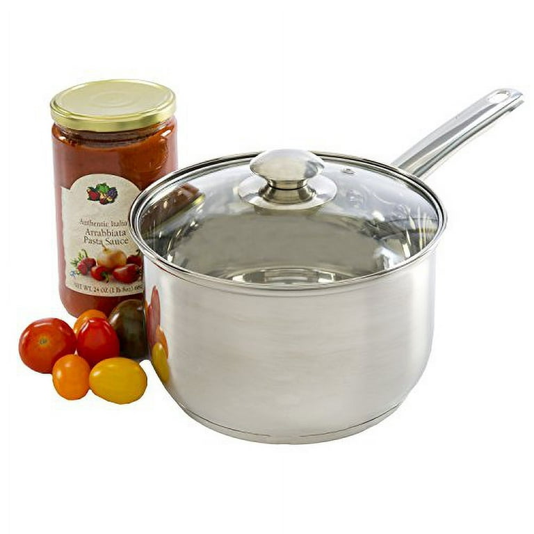 Basics 3 Qt Stainless Steel Sauce Pot Pan 11278 Insulated Handle w Glass Lid