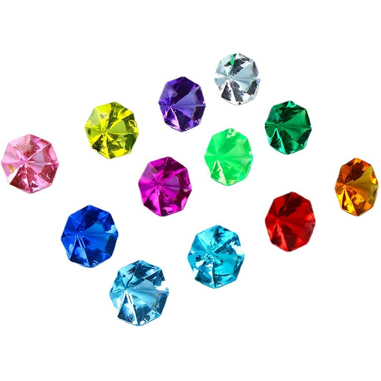 WBJKZJD 60pcs Acrylic Diamond Gems Pirate Plastic Gems Large Acrylic Gems Jewels Bulk Treasure Chest Hunt Party Favors 25 Carat for Kids (Multicolor)