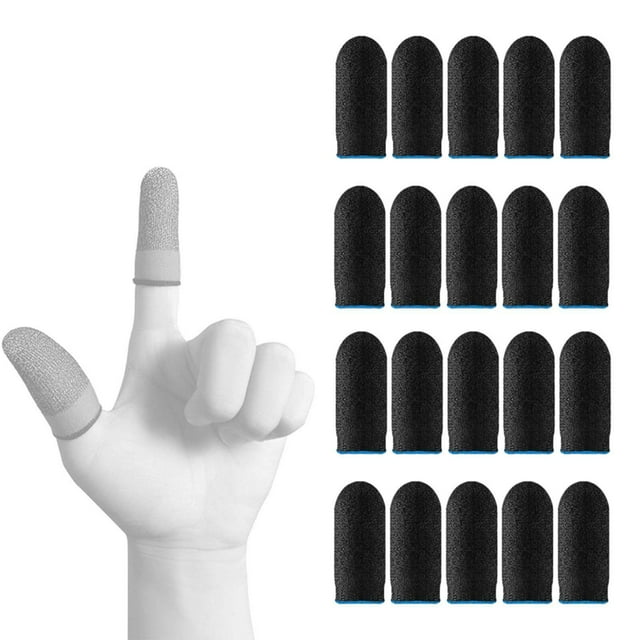 tredstone 20 Pieces Gaming Finger Sleeves Anti Sweat Breathable Cover for Mobile Game Blue