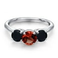 thumbnail image 3 of Gem Stone King 925 Sterling Silver Red Garnet and Black Onyx Engagement Ring for Women | 1.95 Cttw | Round 6MM | Gemstone January Birthstone | Size 9, 3 of 6