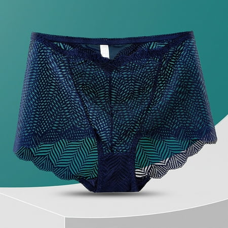 Weekend Special: Womens Bikini Underwear  Ropa Interior de Mujer  Women Solid Color High Waisted Mesh Breathable And Sexy Lace Hollow Underwear Panties SOPATENOR Blue 2XL