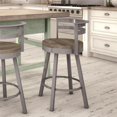 thumbnail image 3 of Amisco Vector 25.5" Distressed Wood Swivel Counter Stool in Beige/Glossy Gray, 3 of 9