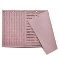 thumbnail image 3 of Tableware Silicone Drainage Mat Silicone Table Mats with Raised Draining Bar for Home Household Office - Pink, 3 of 4