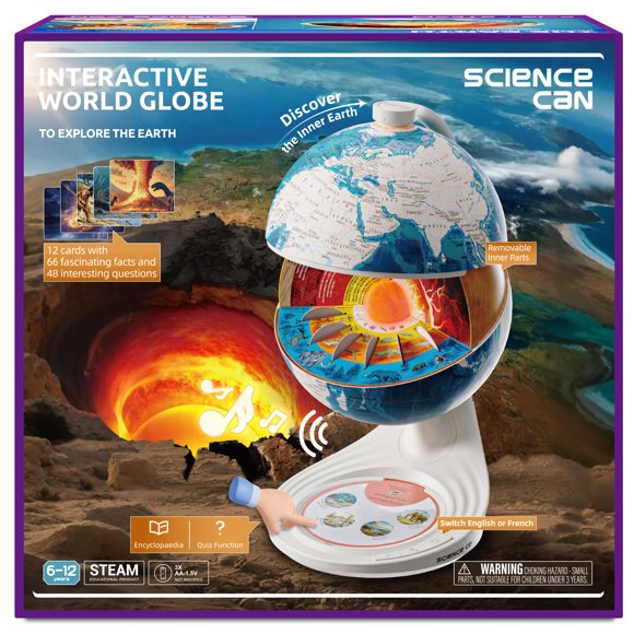 Globe Science Can Openable, 20 cm, mundo interactivo para niños de 6 a 12 años
