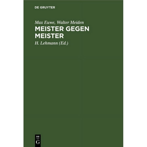 Meister Gegen Meister, (Hardcover)