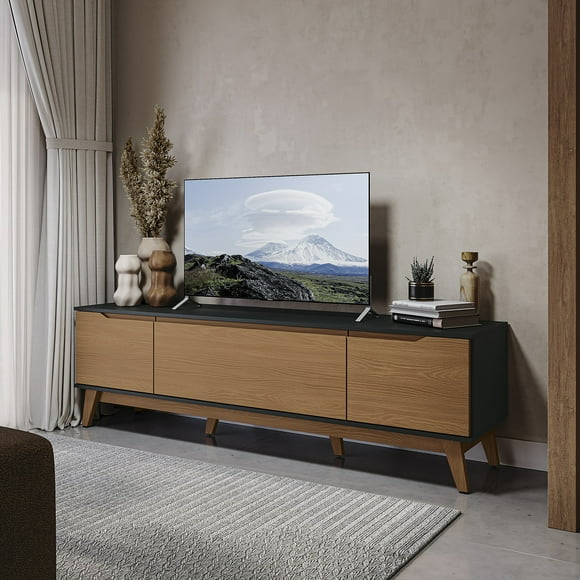 Mueble TV 75" Kappesberg 180cm con 3 Puertas Negro/Canela