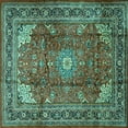 thumbnail image 1 of Ahgly Company Indoor Square Persian Turquoise Blue Traditional Area Rugs, 6' Square, 1 of 4