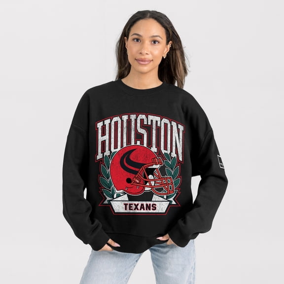 Women's Gameday Couture Black Houston Texans Oversized Victory Lane Black Label Premium Fleece Sweatshirt