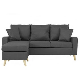 Modern Small Space Configurable Couch In Bonded Leather Linen Microfiber Upholstery Beige