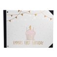 thumbnail image 1 of Darling Souvenir Grey Cake & String Banner Birthday PartyGuestbookHardbound Cover Personalized Printed MemoryGuestRegistry-9 x 12 Inches, 1 of 5