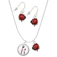 thumbnail image 1 of Delight Jewelry Silvertone Domed Ballet Dance Instructor Red Lucky Ladybug Necklace and Dangle Earrings Set, 1 of 6