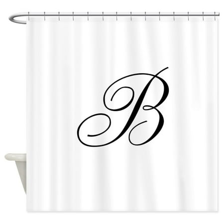 Cloth Shower Curtain CafePress - Ornate Script Monogram Letter B In Black Shower Cu - Unique Cloth Shower Curtain ()