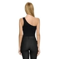 thumbnail image 5 of Women's One Shoulder Basic Tank Top Bodysuit, Black, 5 of 5