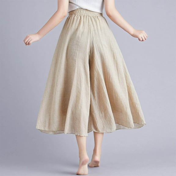 Kiplyki Wide Leg Pants Women Loose Elastic Waist Comfy Trousers Pants