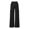 thumbnail image 6 of FAIWAD Girls Cargo Sweatpants Elastic Waist Wide Leg Joggers with Pockets Kids Causal Workout Pants Activewear, 6 of 8