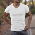 thumbnail image 2 of USNSM Men's Muscle T Shirts Stretch Short Sleeve V Neck Bodybuilding Athletic Workout Gym Tee Shirts Ribbed Knit Shirt White XXL, 2 of 8