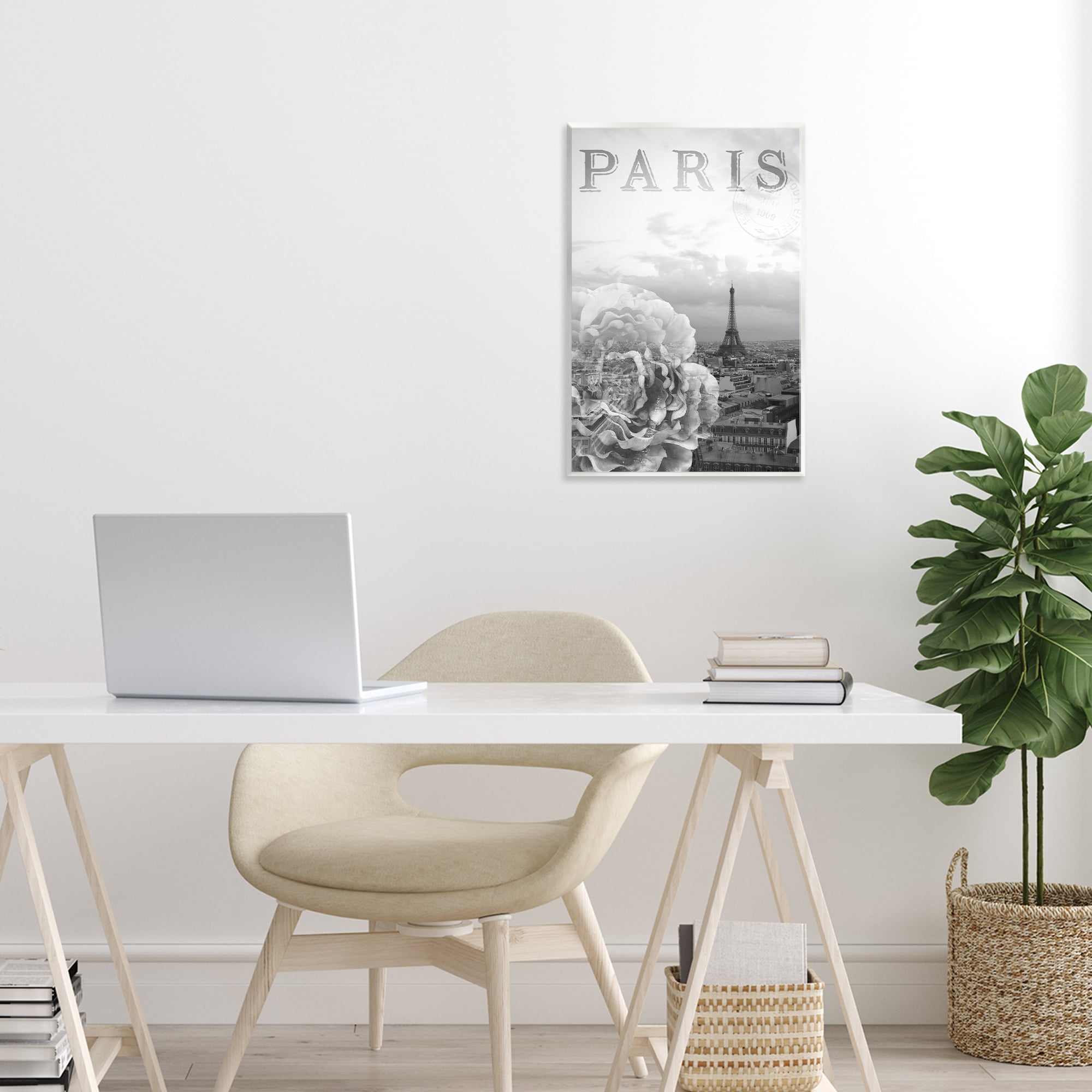 Stupell Industries Paris Postcard in Monochrome Wall Plaque Art, design by Emily Navas