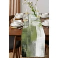 thumbnail image 4 of Sage Green Ombre Table Runner Cotton Linen 36 Inch Holiday Dresser Scarves, Vintage Shabby Abstract Plaid Art Tablerunner for Kitchen Coffee Dining Bedroom Living Room Dinner Scarf Décor 13''x36'', 4 of 9