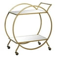 thumbnail image 2 of Urban Designs Luca Round Rolling Metal Bar Cart with Glass Shelves, Gold, 2 of 7