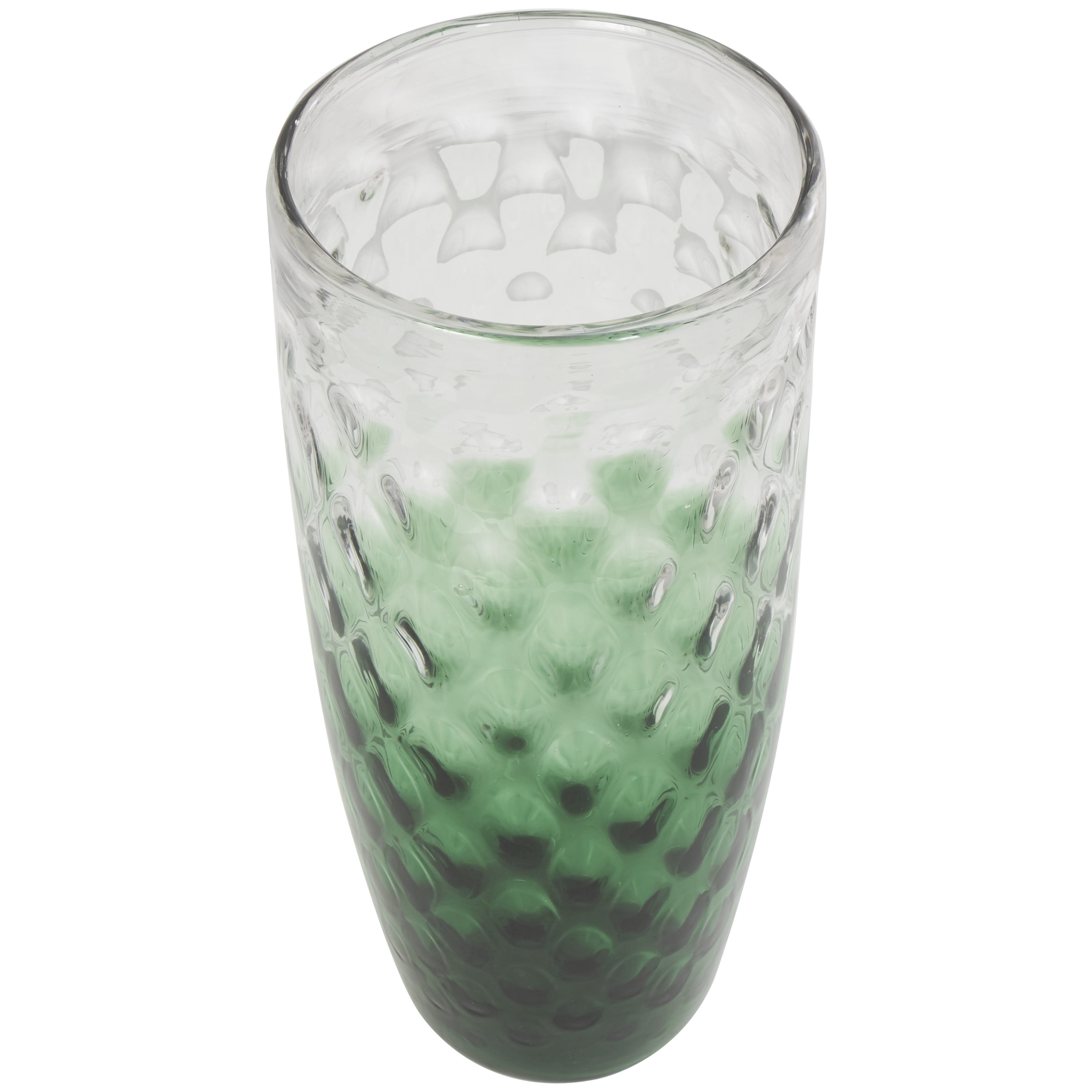 DecMode 20" Handmade Ombre Green Glass Vase