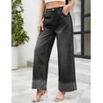 thumbnail image 3 of EMMIOL Women's Wide Leg Jeans Mid Waist Stretchy Loose Fit Jeans Baggy Boyfriend Denim Pants with Cuffed Hem, 3 of 6