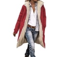 thumbnail image 1 of yardsong Manteau Long Matelassé en Molleton - Chaud pour Femme, Réversible, Doublé Sherpa, à Capuche, Rouge, G, 1 of 6