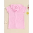 thumbnail image 4 of Bslissey Toddler Kids Girls Swim Cover Up Solid Color Short Sleeve Zipper Hooded Bathrobe Little Girls Casual Summer Bathing Suit Beach Cover-up 1T 2T 3T 4T 5T 6T 7T 8T, 4 of 9
