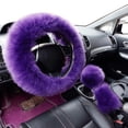 thumbnail image 4 of HLONK 3Pcs/Set Faux Wool Steering Wheel Gear Shift Rod Brake Fluffy Cover Car Decor, 4 of 7