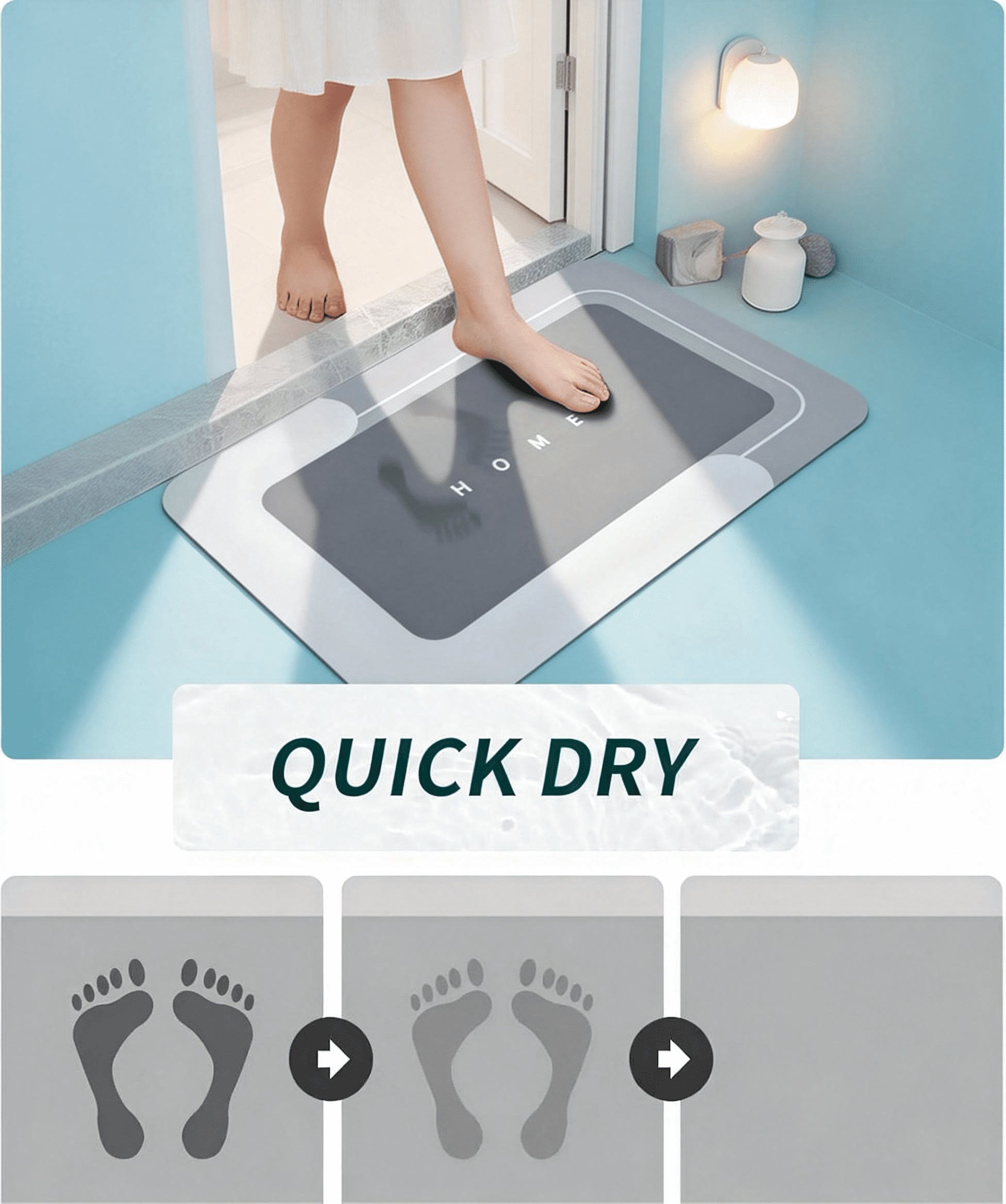 Super Absorbent Diatomite Bath Mat, Quick Dry Non-Slip Rubber Back Bathroom Floor Mat, Soft Diatom Mud Shower Mat for Bathroom Kitchen Living Room, Easy to Clean