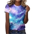 thumbnail image 2 of kttectoa Loose Fit Comfy T-Shirt Casual Blouses Women Clothing Nebula Print Blouse Crewneck Short Sleeve T Shirts for Women Soft and Comfortable Dating, 2 of 4