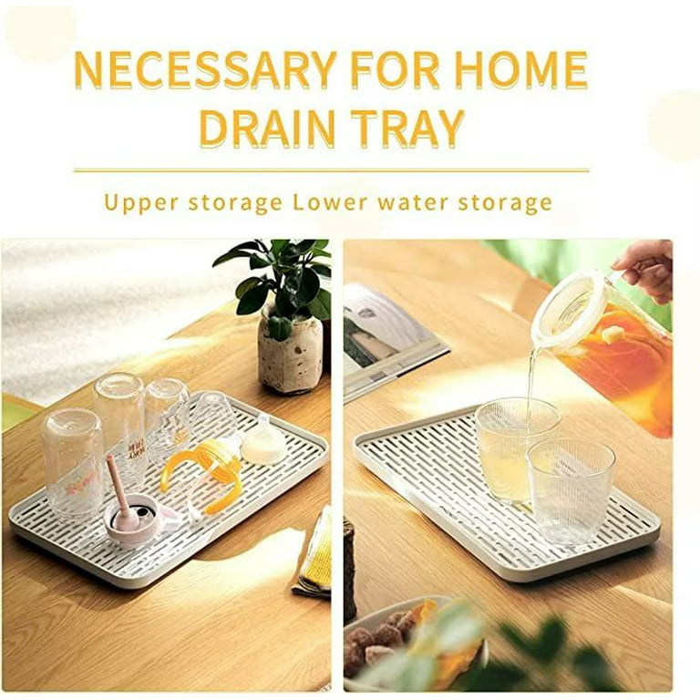 Dish Drain Tray,Water Storage Capacity Dish Drain Board,Dish Drying Pad for  Kitchen Counter,Coffee Tea Tray,Water Drip Tray Holder for