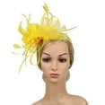thumbnail image 4 of Baberdicy Women's Dual Fascinator - Clip & Headband Convertible - Wedding/Church Hat - Feather & Mesh Design - Value Pack Yellow,One Size, 4 of 8