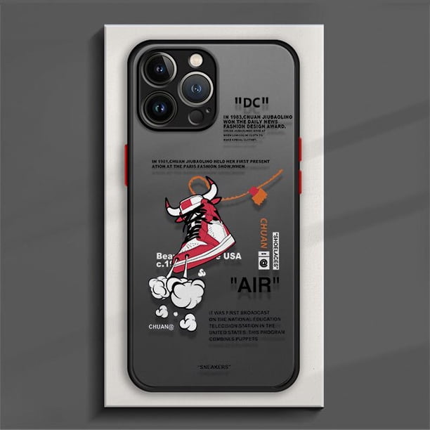 Funda de teléfono mate para iPhone 14, 13, 11, 12 Pro, XS Max, XR, X, 7, 8, 6, 6S Plus, MINI silicona Edge Hard PC Cover Street Sneakers Labels Fivean unisex