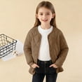 thumbnail image 2 of Miluxas Boys Girls Fleece Lined Jacket Collarless Short Cotton Padded Coat Kids Winter Warm Inner Liner Slim Outwear Coffee 13-14 Years, 2 of 6