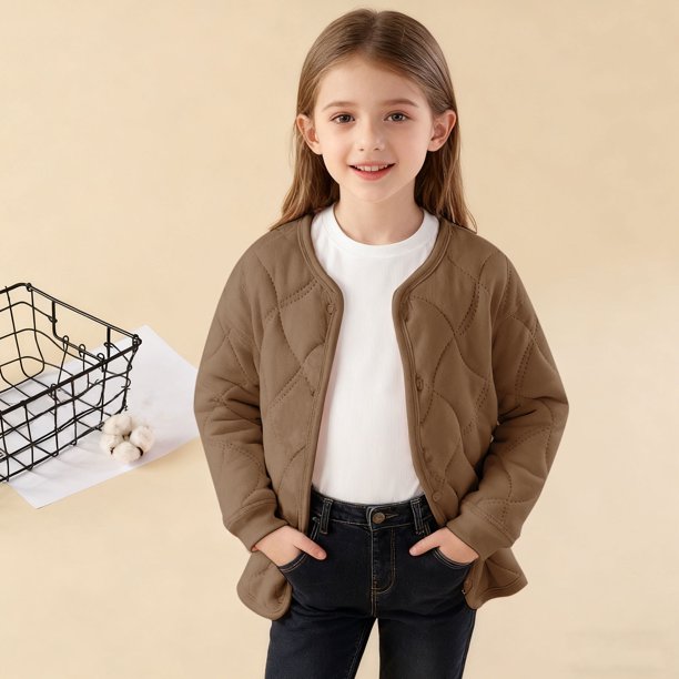 Ropa exterior y chaquetas casuales de manga larga sin capucha de invierno acolchadas de seda gruesas que se pueden usar en exteriores e interiores. Artefacto de uniforme escolar para niños y niñas. Co
