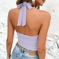 thumbnail image 5 of ClodeEU Women's Halter Neck Sleeveless Tank Top,Casual Slim Fit Cami Shirt for Summer Purple,Women's Plus S, 5 of 6