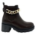 thumbnail image 1 of Women's Lug Sole Mid Chunky Block Heel Fashion Elastic Panel Ankle Bootie, 1 of 4
