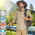 thumbnail image 6 of POENTAB Mens Safari Work Shirts Long Sleeve Hiking Fishing Tops UPF 50+ Quick Dry Camping Travel Button Down Shirt with Pockets, 6 of 10