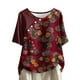 thumbnail image 2 of Tops Florales para las Mujeres Impreso Suéter Cuello Redondo Manga Corta, Ligero Y Casual Tops Cortos para las Mujeres, 2 of 5