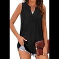 thumbnail image 1 of Camiseta Sin Mangas Holgada para Mujer, Sin Mangas, con Cuello en V, Elegante, Informal, con Ojales, Blusa de Verano Negro XXL, 1 of 5